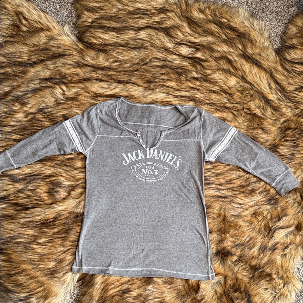 Jack Daniels Women’s XL 3/4 Sleeve Tee in Heather Gray